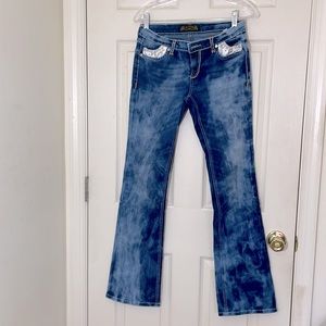 VO Jeans Trendy Tie-Dye Style Blue Straight Legs Jeans Size 28